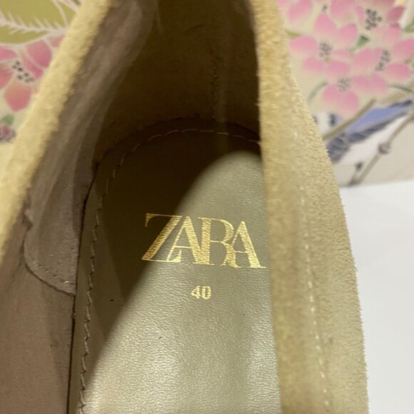 Zara Beige Suede Penny Loafers  Mens 9.5 Slip-On Design with Dual Stitching - Picture 7 of 9